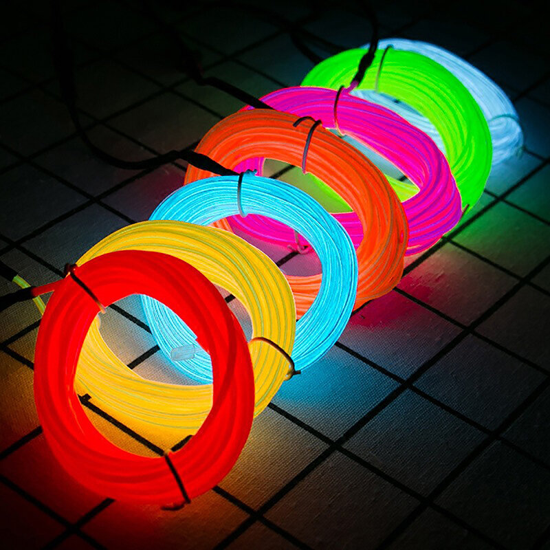 5M Car Interior Led Decorative Lamp EL Wiring Neon Strip For Auto DIY Flexible Ambient Light USB Party Atmosphere Diode Lights