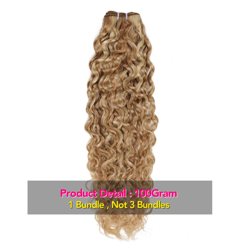 Real Beauty Ombre  Water Wave P27/613 Two Tone Remy Curly  Human Hair Extensions Weave Bundles Auburn Peruvian Hair12"-24"