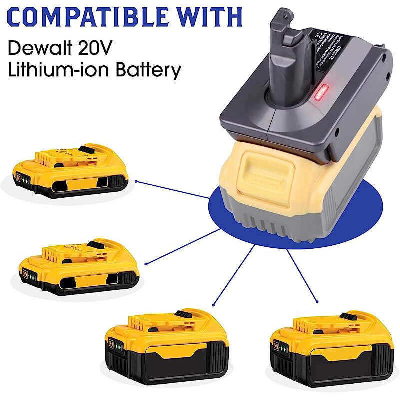 Adaptador de bateria para Dyson, bateria Li-ion 18V, Dyson V6 V7 V8 para Makita, Dewalt, Milwaukee, DC59, DC58, DC62, SV09, SV05, SV10, V8, absoluto