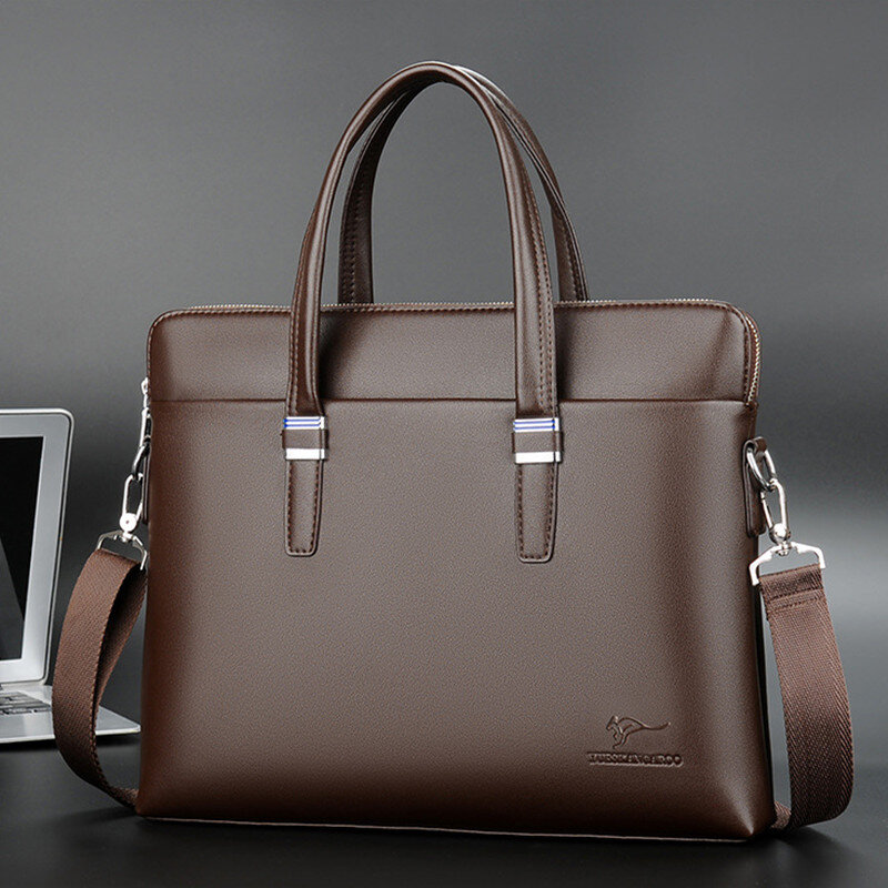 Business Zipper Briefcases Bag For Men Luxury Soft Leather Handbag Vintage Man Shoulder Messenger Bag Office Laptop Tote Bag