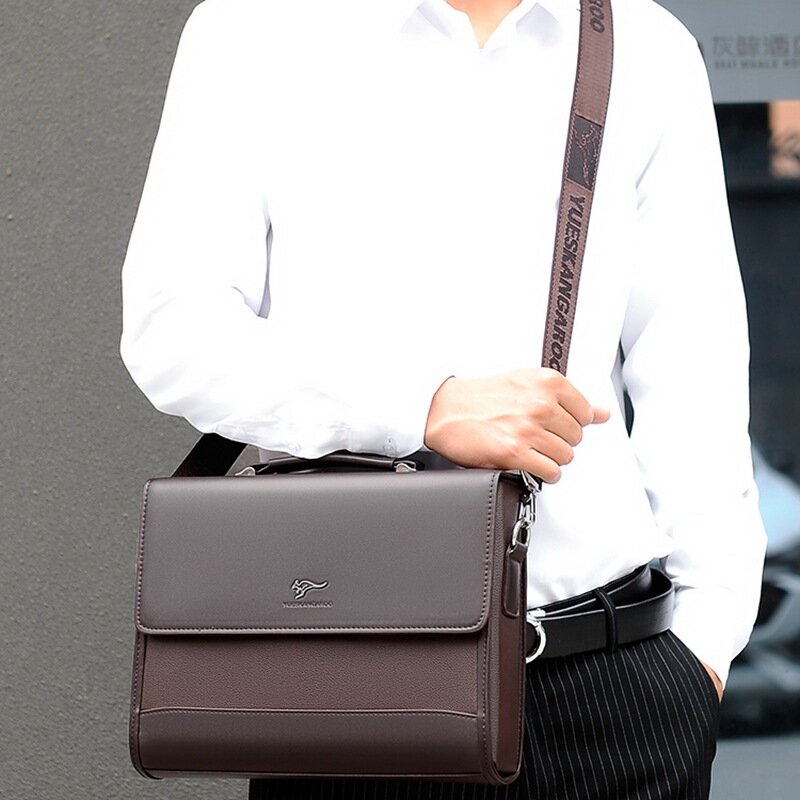 Tas kantor kulit PU pria, tas jinjing eksekutif untuk dokumen bisnis laki-laki, tas selempang, tas Laptop untuk pria