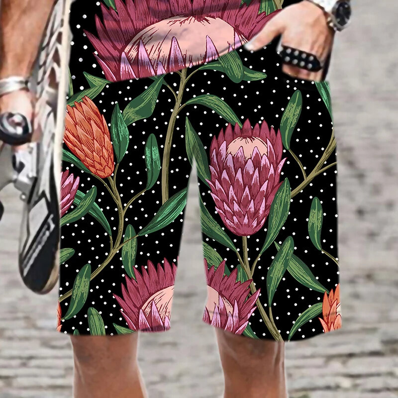 Новые пляжные шорты с 3D цветочным принтом в стиле Харадзюку, женские плавки, Детские забавные шорты для доски, летние короткие брюки