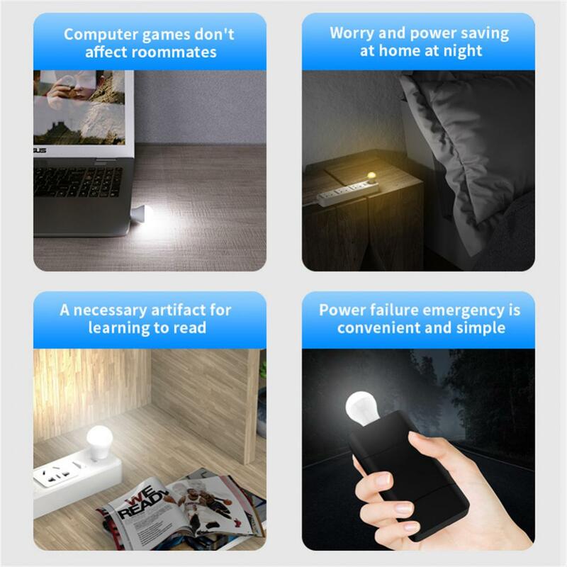 Mini veilleuse LED blanche chaude USB, protection des yeux, lampe de lecture de livre, prise USB, charge d'alimentation mobile, lampe de nuit d'ordinateur, 10 pièces