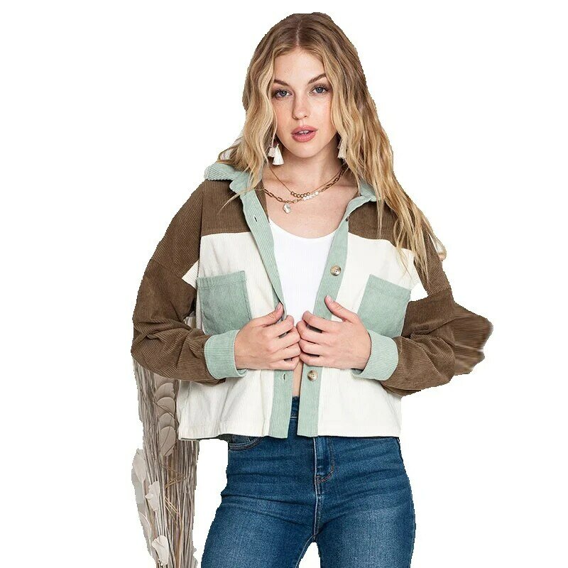 여성 코듀로이 재킷, 두꺼운 긴팔 상의, 컬러 보온, 가을 겨울 신상