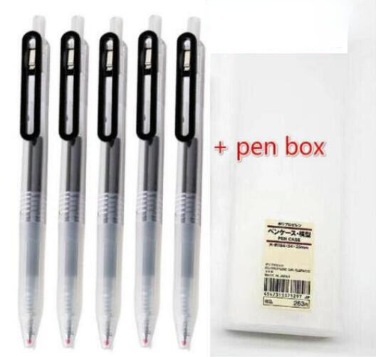 10 sztuk/zestaw MUJIs długopis żelowy Kawaii japonia 0.5mm czarny/niebieski/czerwona farba długopis długopis biurowy + pudełko na długopis artykuły piśmiennicze dla uczniów