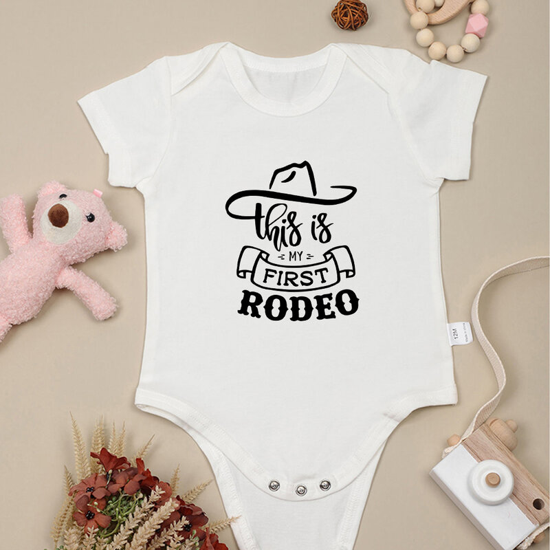 This is My First Rodeo Fun Baby Boys Bodysuits Summer Outdoor Casual Infant Onesie Cotton Breathable Newborn Girl Clothes 0-24M