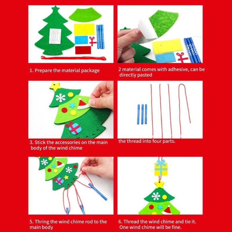عيد الميلاد الرياح الرنين الحرفية مجموعة للأطفال اليدوية أجراس الرياح لعبة DIY بها بنفسك مشروع مجموعات المواد الأطفال لصالح حفلة