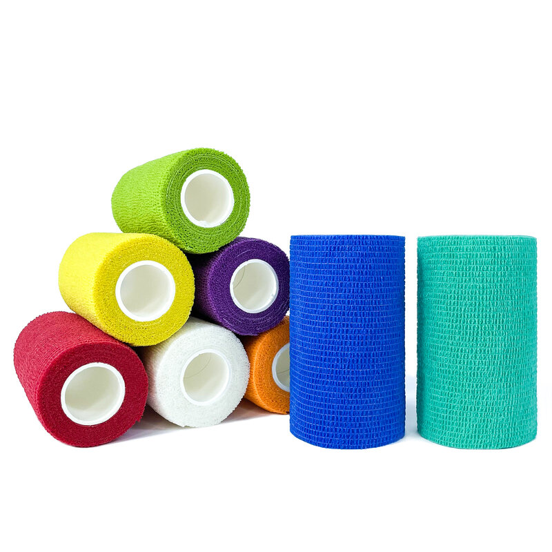 Bandagem elástica auto-adesiva, 1 rolo de 2,5/5/7,5/10cm x 4,6 m, bandagem auto-adesiva para fixação esportiva de dedo, pulso e perna