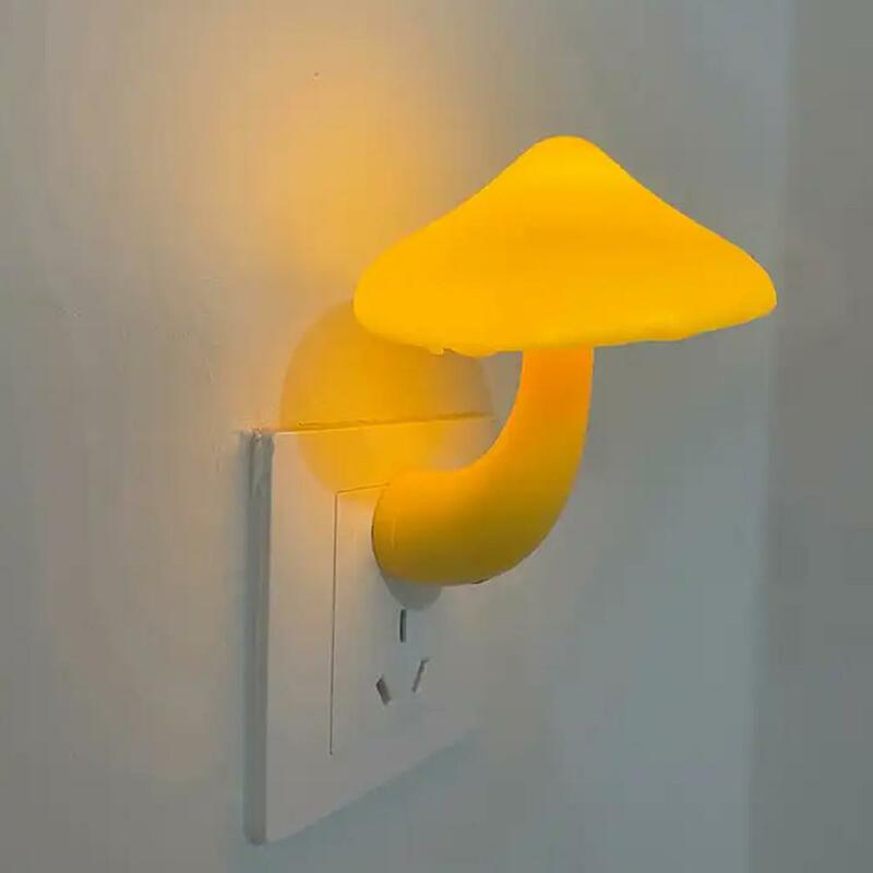 Cogumelo LED Quarto Night Light Tomada de parede Sensor de controle de luz branca quente Decoração de casa
