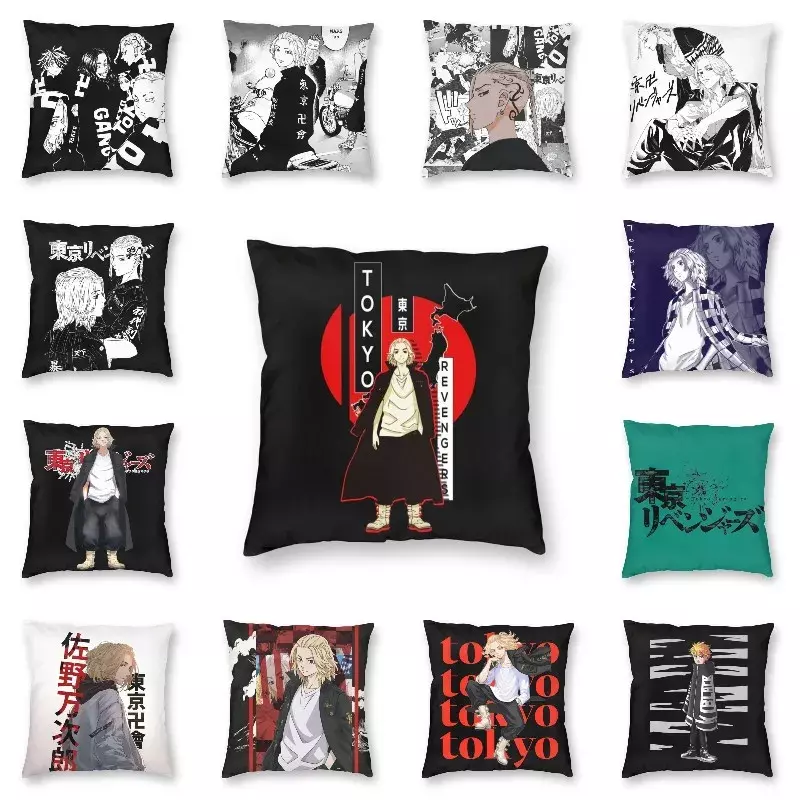 Fashion Tokyo Revengers Square Throw Pillow Case Home Decorative 3D Two Side Printing Sano Manjiro Mikey Cushion Cover for Sofa