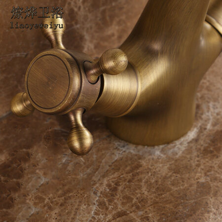 Grifo arcaísta de cobre de estilo europeo, grifo de lavabo Retro, grifo caliente y frío, grifo de lavabo de un solo orificio