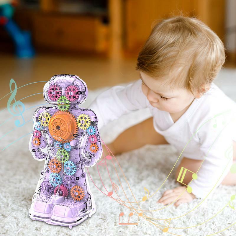 Elektroniczny inteligentny tańczący Robot zabawka do chodzenia przezroczysta symulowana Model edukacyjny zabawki muzyczne robota na prezent na biurko