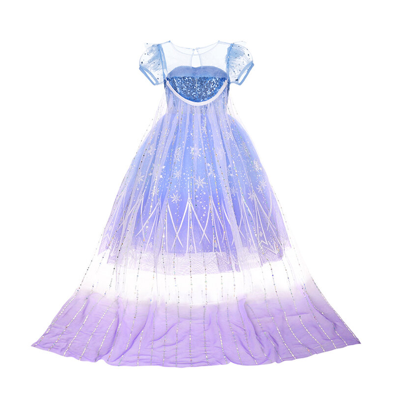Kostium księżniczki Elsy dla dziewczynek Frozen Role Play Dress Up Fancy Frocks Party Gown Sequin Mesh Vestidos Girls Birthday Dress