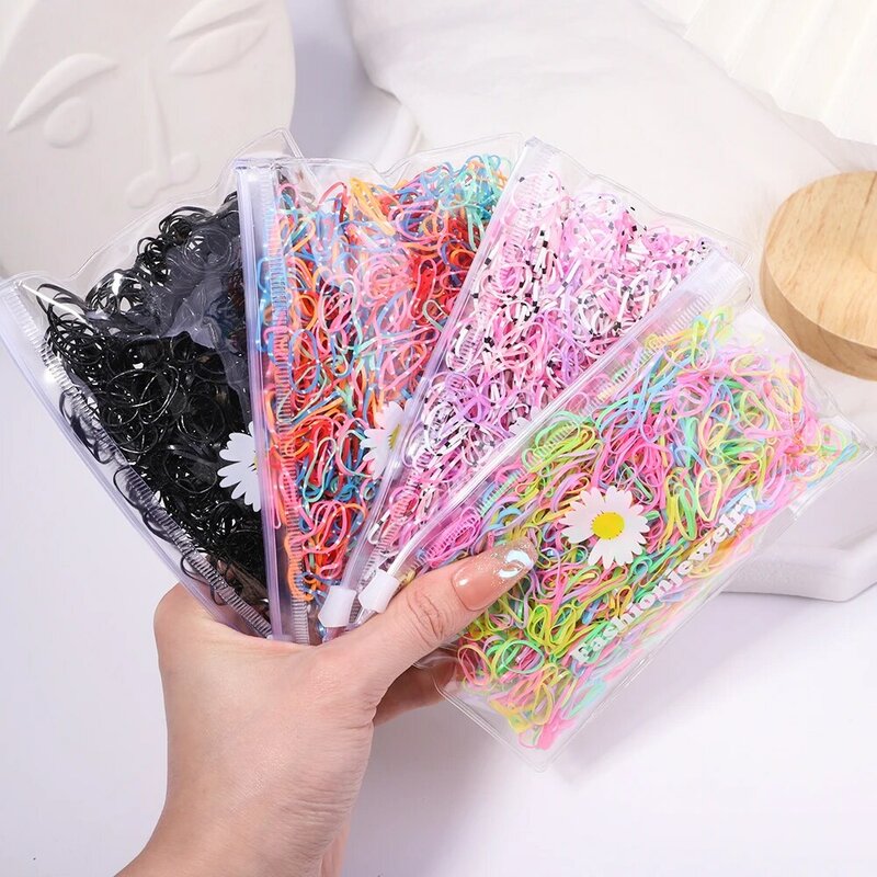 500Pcs/Set Girls Colourful Elastic Disposable Soft Rubber Band Hair Tie Headband Children Ponytail Holder Bands Kids Accessories