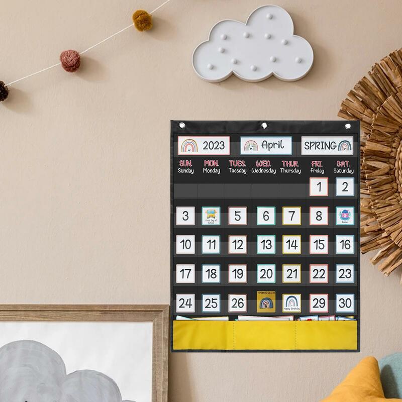 Pocket Chart Calendar with Cards, Classroom, Mensal, Kindergarten, Semanalmente, Semanalmente, Homeschool, Back for Teachers