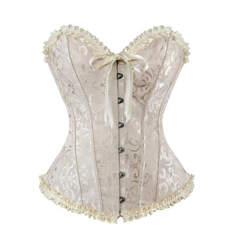 Corsetti Sexy bustini top in pizzo floreale per donna stampa floreale corsetto Vintage Lingerie in raso gotico corsetto Overbust Plus Size