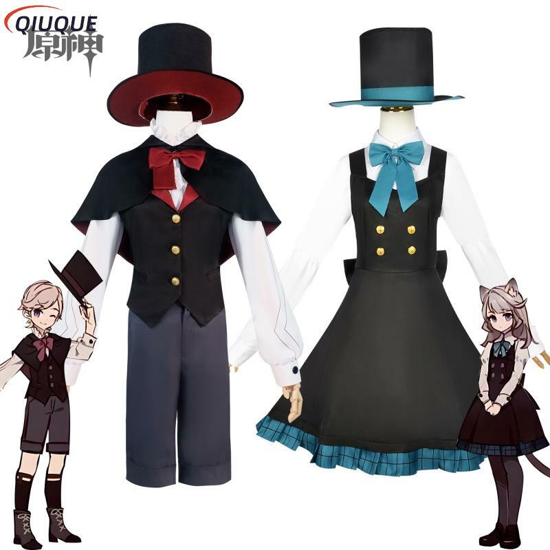 Young Childhood Lynette Lyney Cosplay Costumes Wig Shoes Genshin Impact Fontaine Halloween Uniform Clothes Twins Cute Outfit
