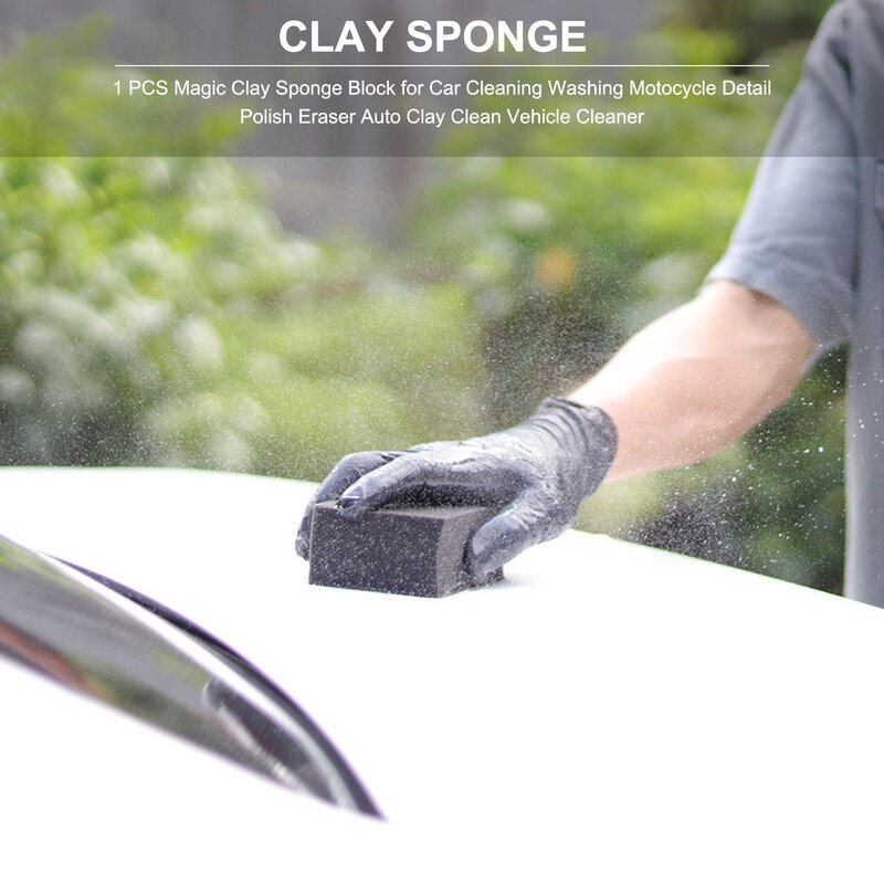 Black Magic Clay Sponge Block para limpeza do carro, lavagem, detalhe da motocicleta, borracha polonesa, auto argila limpa, veículo mais limpo