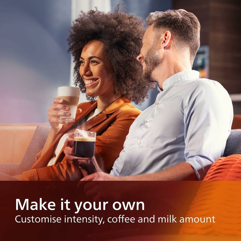 W pełni automatyczny ekspres do kawy serii PHILIPS 4300-spieniacz do mleka LatteGo, 8 odmian kawy, intuicyjny ekran dotykowy, czarny
