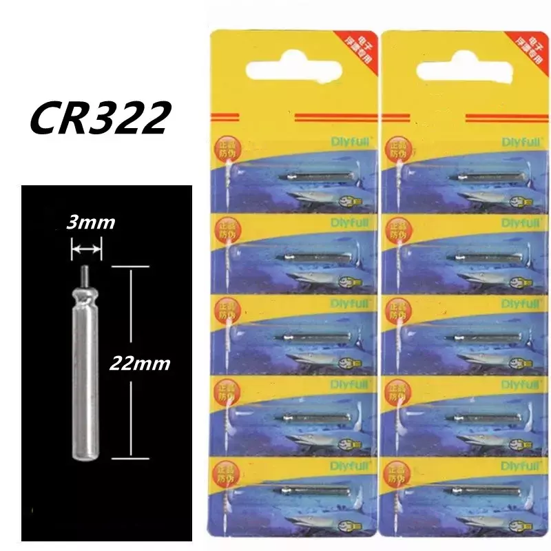 CR322 baterai pelampung pancing 3V lampu malam Lithium Pin sel Bobber aksesoris memancing 2/6 buah