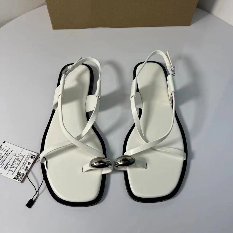 New Women's Shoes Clip and Drag Split Toe Flat Sandals Wearing Lazy Shoes Outside for Women