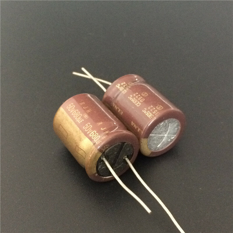 5pcs 680uF 50V Japan ELNA RJH Series 16x20mm High Reliability Low Impedance 50V680uF Audio Capacitor Brown Gold