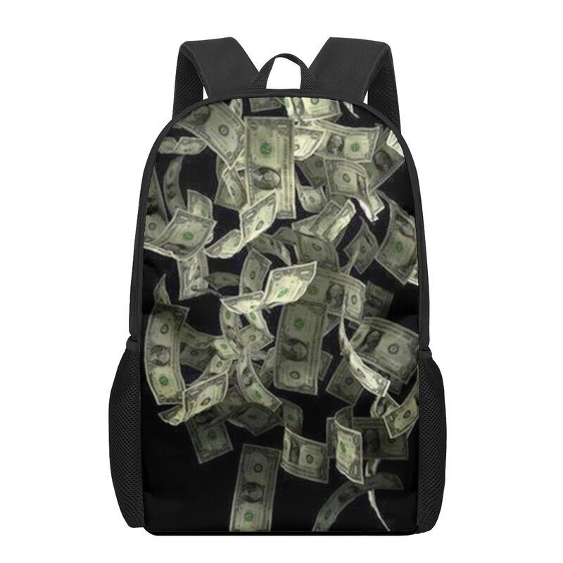 USD 달러 돈 3D 패턴 어린이 학교 가방, 소년 소녀 캐주얼 책 가방, 어린이 배낭 소년 소녀 책가방 백팩