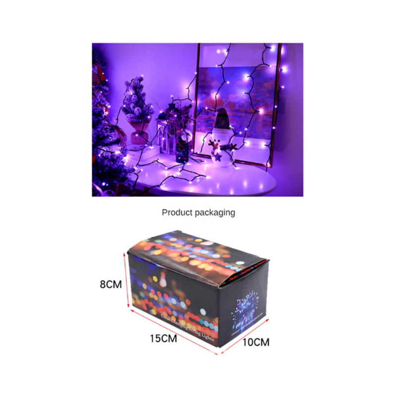 Portátil colorido controle remoto luzes LED, impermeável, Dia das Bruxas, Natal, árvore luzes com US Plug