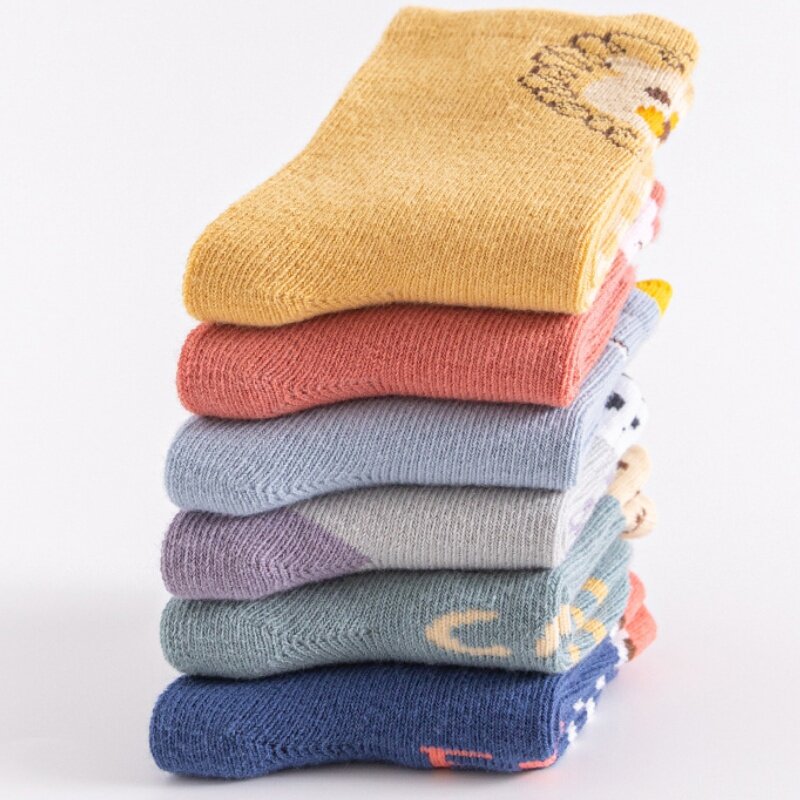 0-3 years Baby Socks MixColor Middle Lovely Cartoon Winter Warm Non-Slip Socks Indoor Boy Girl