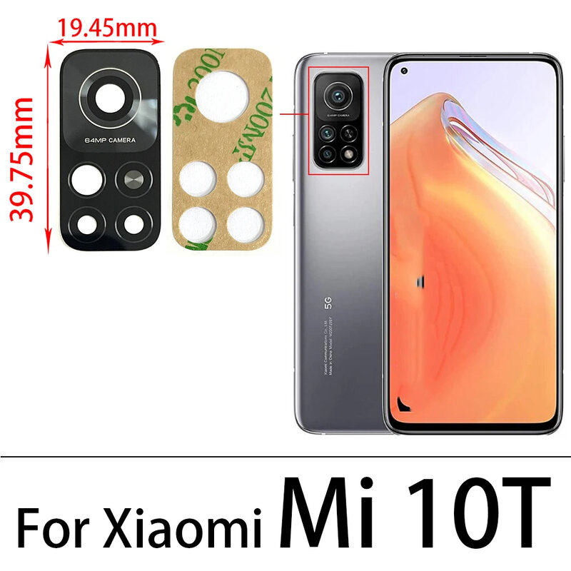 Xiaomi Mi 10, 9, 8 lite,se,9t,note 10 pro,10t用の接着剤付きリアカメラガラス,5g