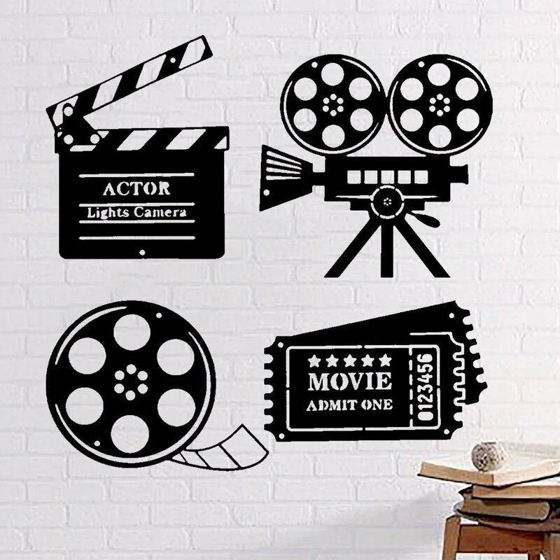 Décor artisanal de cinéma, décor de salle de cinéma, art mural de cinéma, panneau mural de bobine de film en métal, décoration murale de film de cinéma