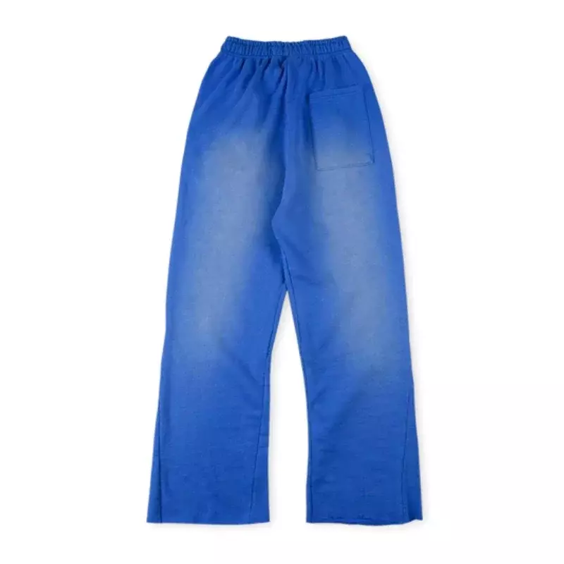 Blue Washed HELLSTAR celana kasual pria wanita, celana katun murni motif busa 1:1 kualitas tinggi ukuran besar