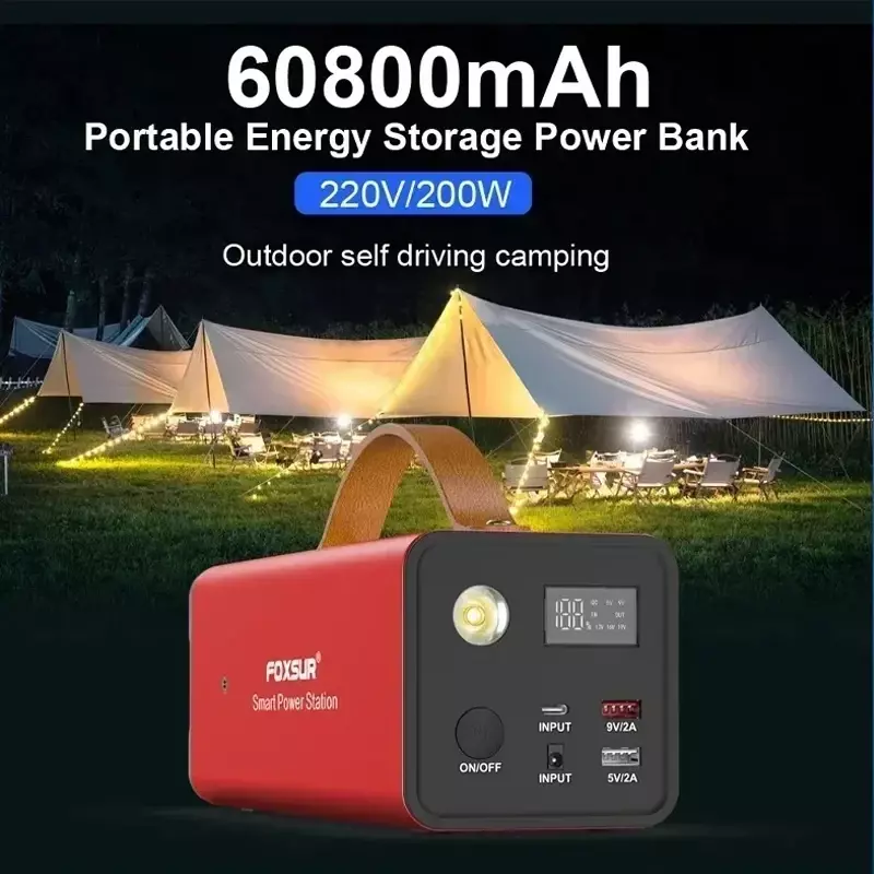 Portable Fast Charging Power Bank SPS-200W 60800mAh 220V AC Output Power Bank Suitable for IPhone Huawei Xiaomi Samsung Laptop