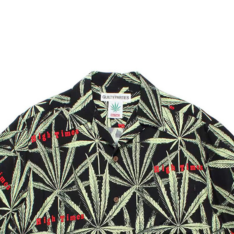 2024ss WACKO MARIA Hawaii Shirts Men Woman Summer 1:1 Good Quality Leaves Full Print Loose Casual Short Sleeve Tops T Shirt