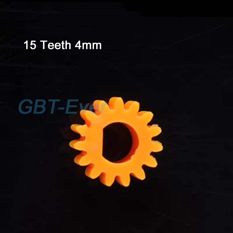 Engrenage en plastique pour jouet de voiture RC, 0.5m, 15 dents, 16 dents, modèle, trou D, alésage 3mm, 4mm, 5mm, arbre, moteur, pignon, orange, POM, 10 pièces