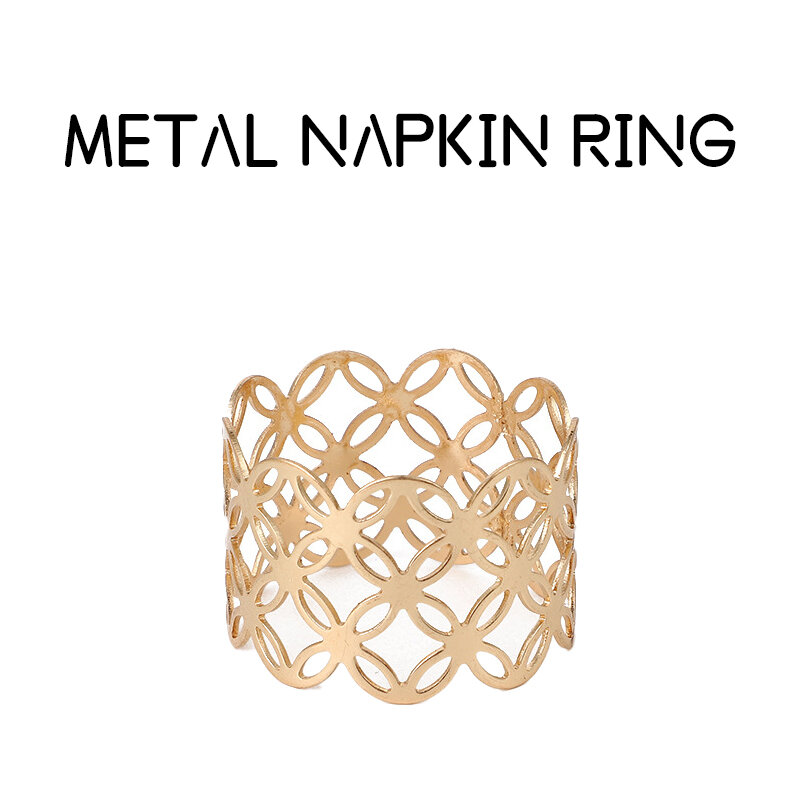Anel do guardanapo do metal da prata do ouro de 12 pces, decoração da placa do ajuste da tabela, anel requintado do guardanapo do metal