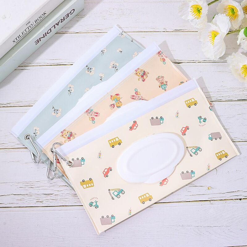 EVA Baby Wet Wipe Pouch Portable Buckle Wipes Holder Case Flip Cover Snap-Strap Reusable Wet Wipe Pouch Refillable Tissue Box