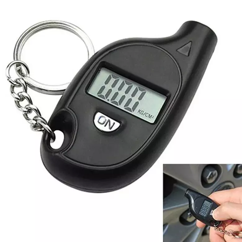 Mini Keychain Style Tire Gauge Digital Lcd Display Car Tire Air Pressure Tester Meter Auto Car Motorcycle Tire Safety Alarm