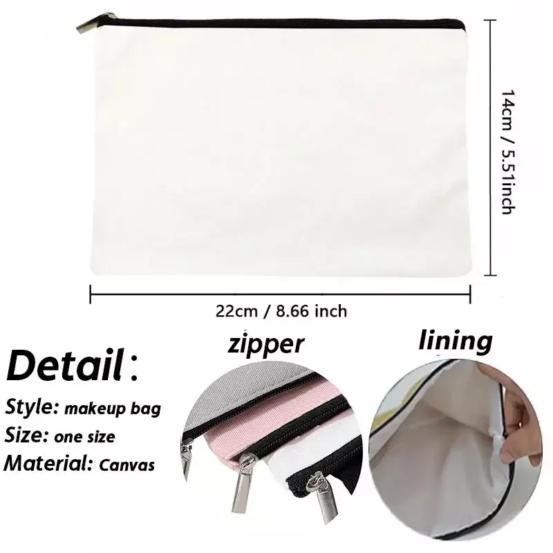 Trendy Letters Makeup Bag for Women Teacher Gift Travel Cosmetic Organizer Ziplock Canvas Office Supplies Storage Pencil Case