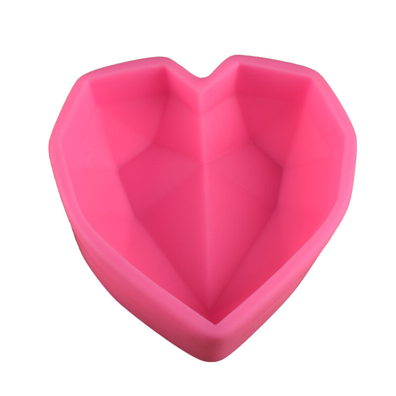 Molde de silicona con forma de corazón de diamante 3D, herramientas de cocina para hornear, Mousse, pastel, pastelería, postre francés, bricolaje