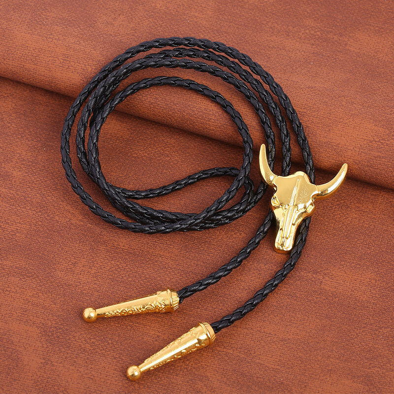 Gravata de ouro para homem americano cowboy vestuário acessório gravata como presente perfeito ideal com chifre em sacos pacote dourado