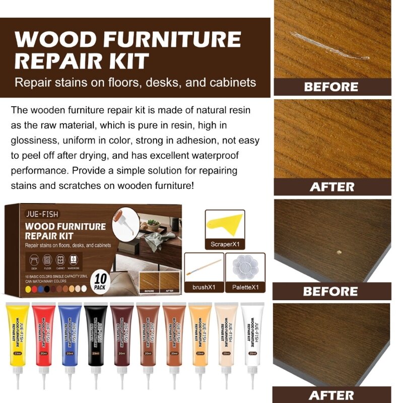 Wood Repair KitsFloor Repair Wood Filler and Touch Up Marker for Wooden Door, Floor, Table, Cabinet Easy to Use 40JA