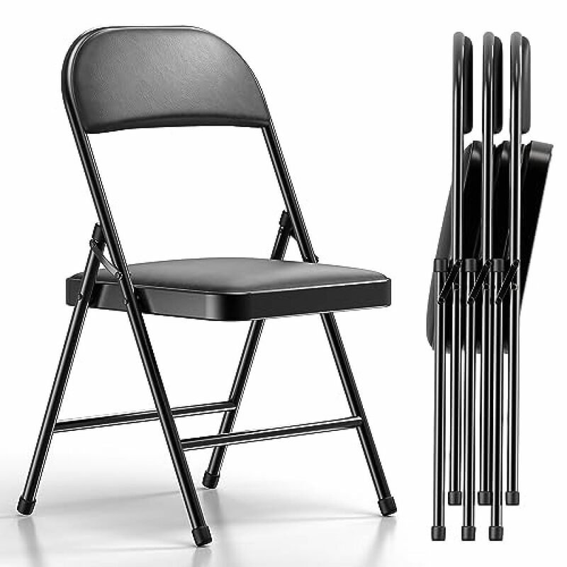 A! 4 pak kursi lipat dengan bantalan dan punggung empuk, kursi lipat empuk untuk rumah dan kantor, acara dalam dan luar ruangan