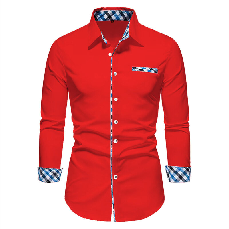Новинка 2023, мужская деловая Повседневная Однотонная рубашка-поло с длинным рукавом, уличная удобная мягкая ткань, Мужской Топ