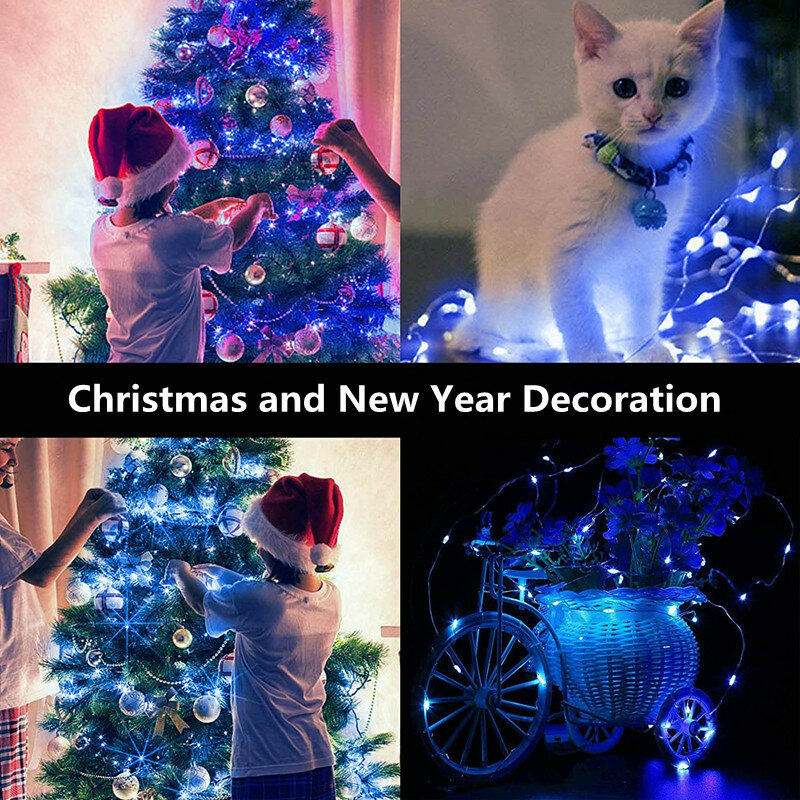 Guirnalda de luces LED de hadas, 5 piezas, botón, batería, Navidad, boda, Año Nuevo, dormitorio, sala de estar, decoración de jardín