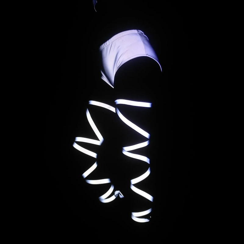 Envolturas de pierna reflectantes coloridas para mujer, traje de actuación ahuecado Sexy para Club nocturno de chicas de especias, Correa larga cruzada, 2024