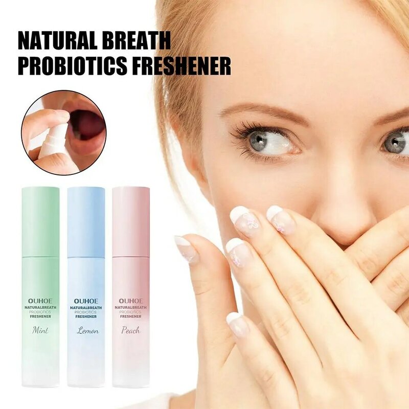 17ml Portable Probiotics Breath Freshener Antiy Mouth Natural Care Peach Remove Spray Lemon Breath Mint Flavour Oral Spray K3O2