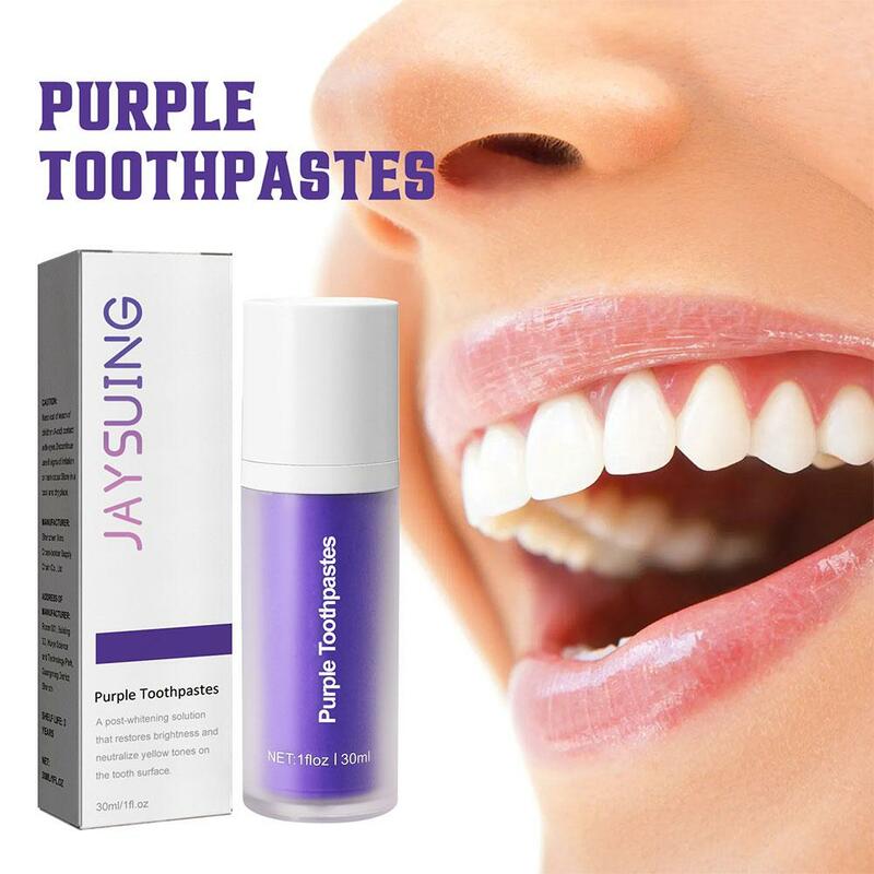 Pasta de dientes ortopédica púrpura que elimina manchas profundas de humo, protección Gingiva, limpia eficazmente la cavidad Oral, ilumina, 5 unidades