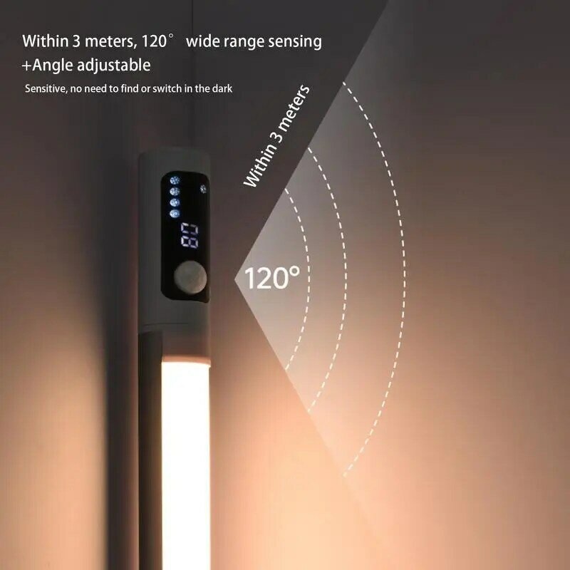 Приглушаемые магнитные светильники для шкафа, ультратонкий светильник для шкафа с 3 цветами температуры, перезаряжаемый датчик движения с регулируемой яркостью