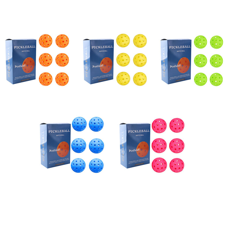 6 шт. пиклбол шарики, одобренные США пиклбол, 40 отверстий, уличные пиклбол шарики, высокая эластичность и долговечность, пиклёвые шарики